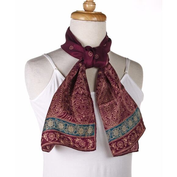 Vintage Silk Blend Burmel Scarf Made in Japan Exotic Print 10x46 Long - Hey Viv - Picture 2 of 5